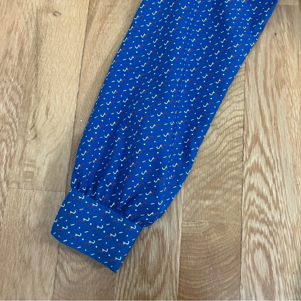 Vintage Raoul Elegant Patterned Blue Women's Dress - Picture 3 of 11